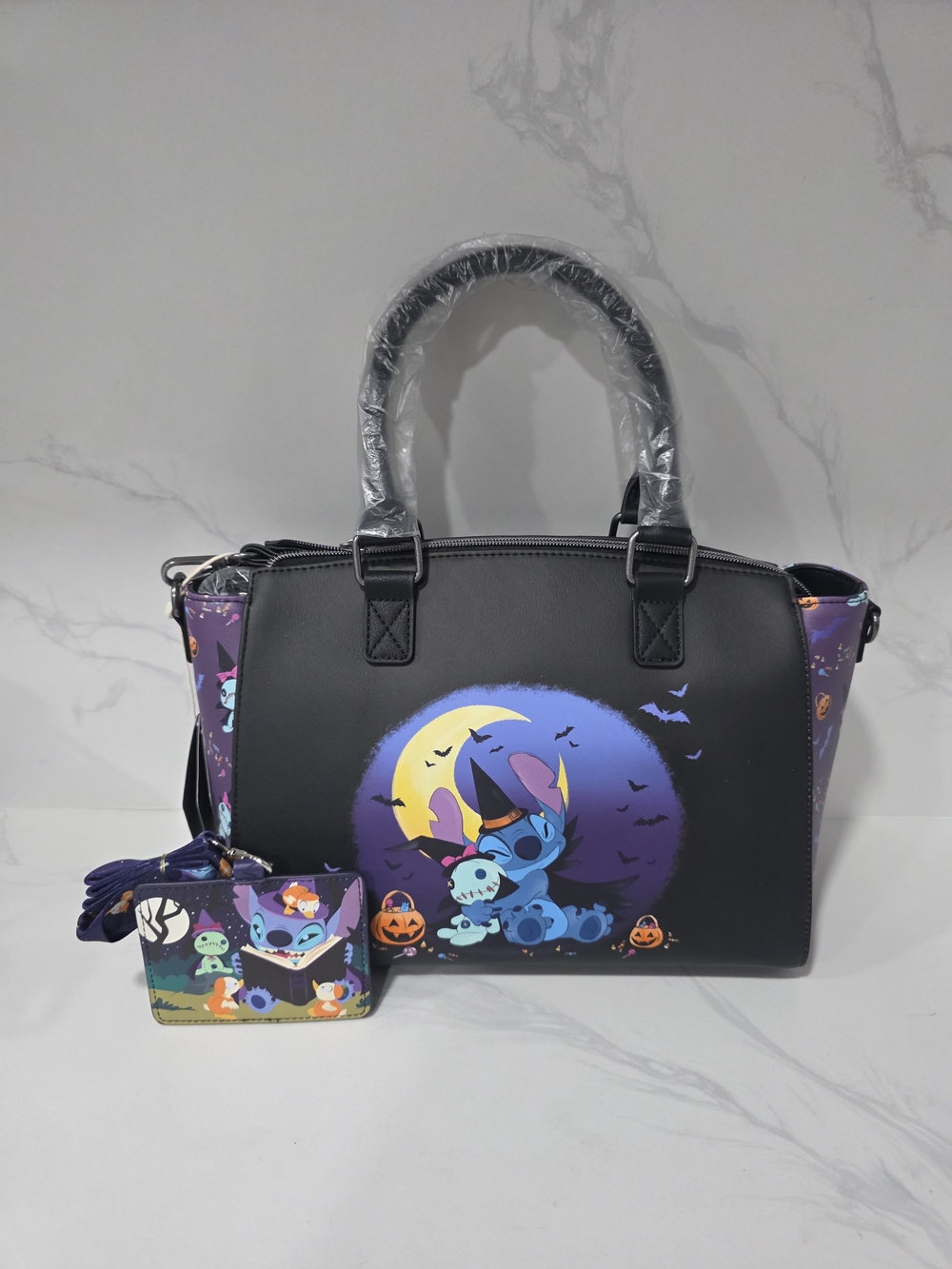 Loungefly Disney Lilo & Stitch Halloween Scrump & Stitch Satchel Bag & Lanyard